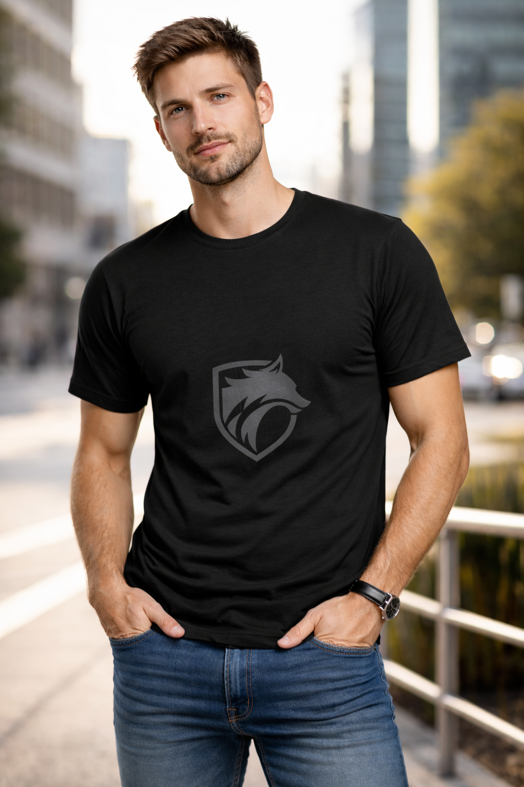 Camiseta Lobo Negro Minimalista | Identidad en Silencio