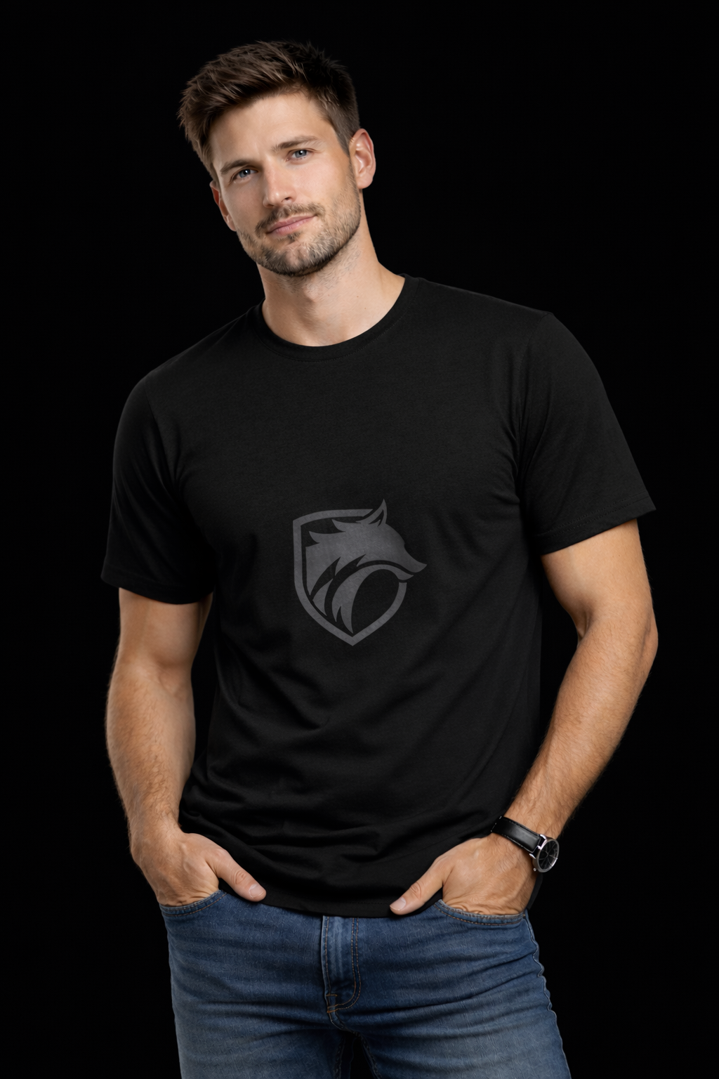 Camiseta Lobo Negro Minimalista | Identidad en Silencio