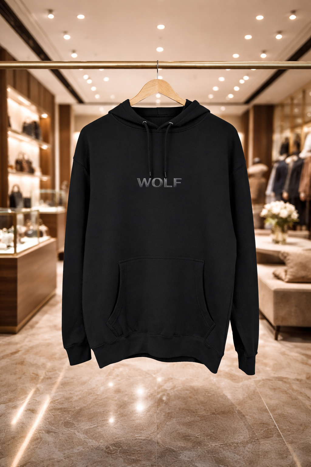 Sudadera Lobo Negro Minimalista | Fuerza Silenciosa en Algodón Premium