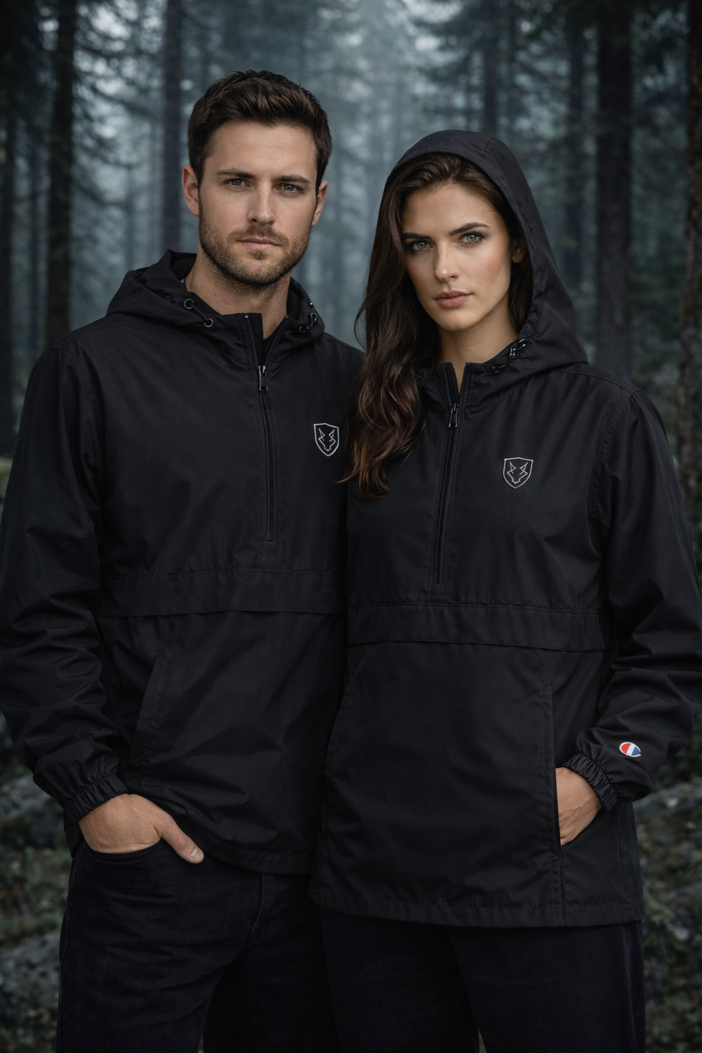Anorak Lobo Negro Empacable | Escudo Contra la Adversidad – Windbreaker Negro