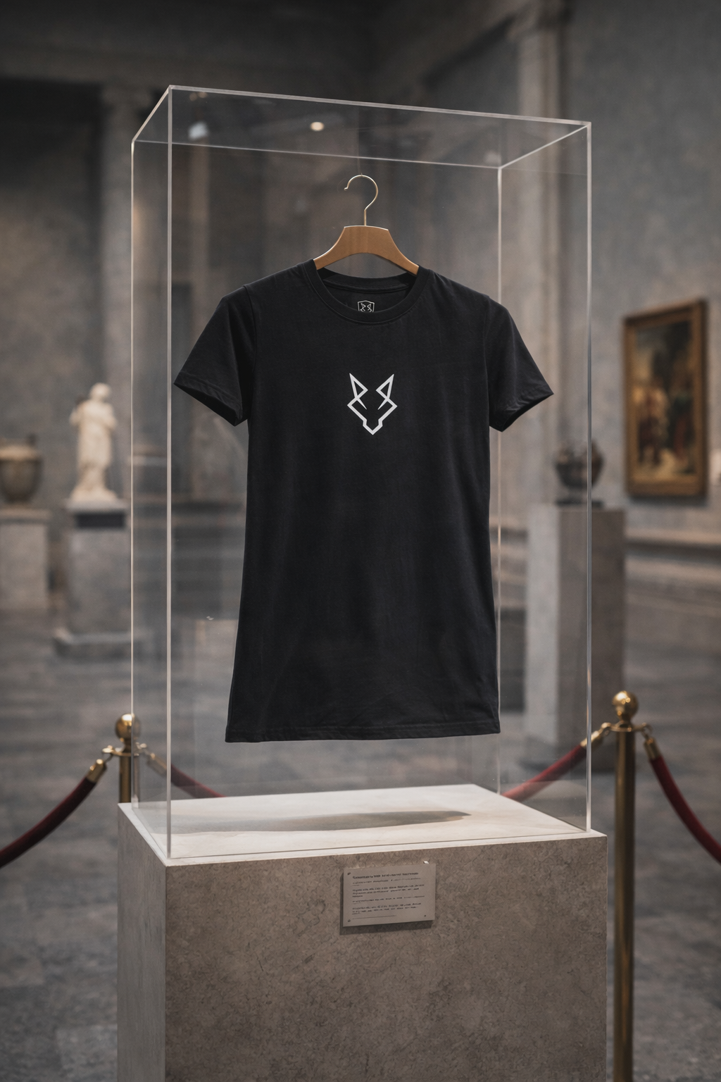 Camiseta Lobo Negro Minimalista | Algodón Ring-Spun Ligero con Emblema Sutil