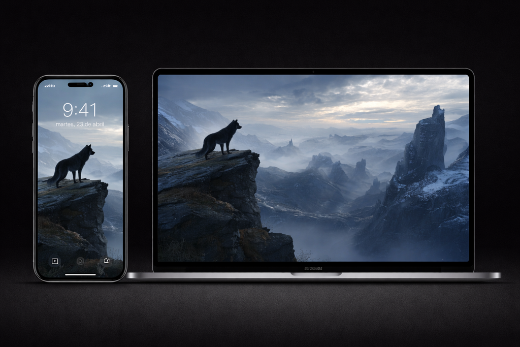 PACK 3 WALLPAPER - Lobo Negro en la Cima | Premium Dark Wolf Wallpaper 4K Vertical