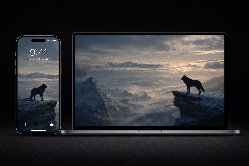 PACK 3 WALLPAPER - Lobo Negro en la Cima | Premium Dark Wolf Wallpaper 4K Vertical
