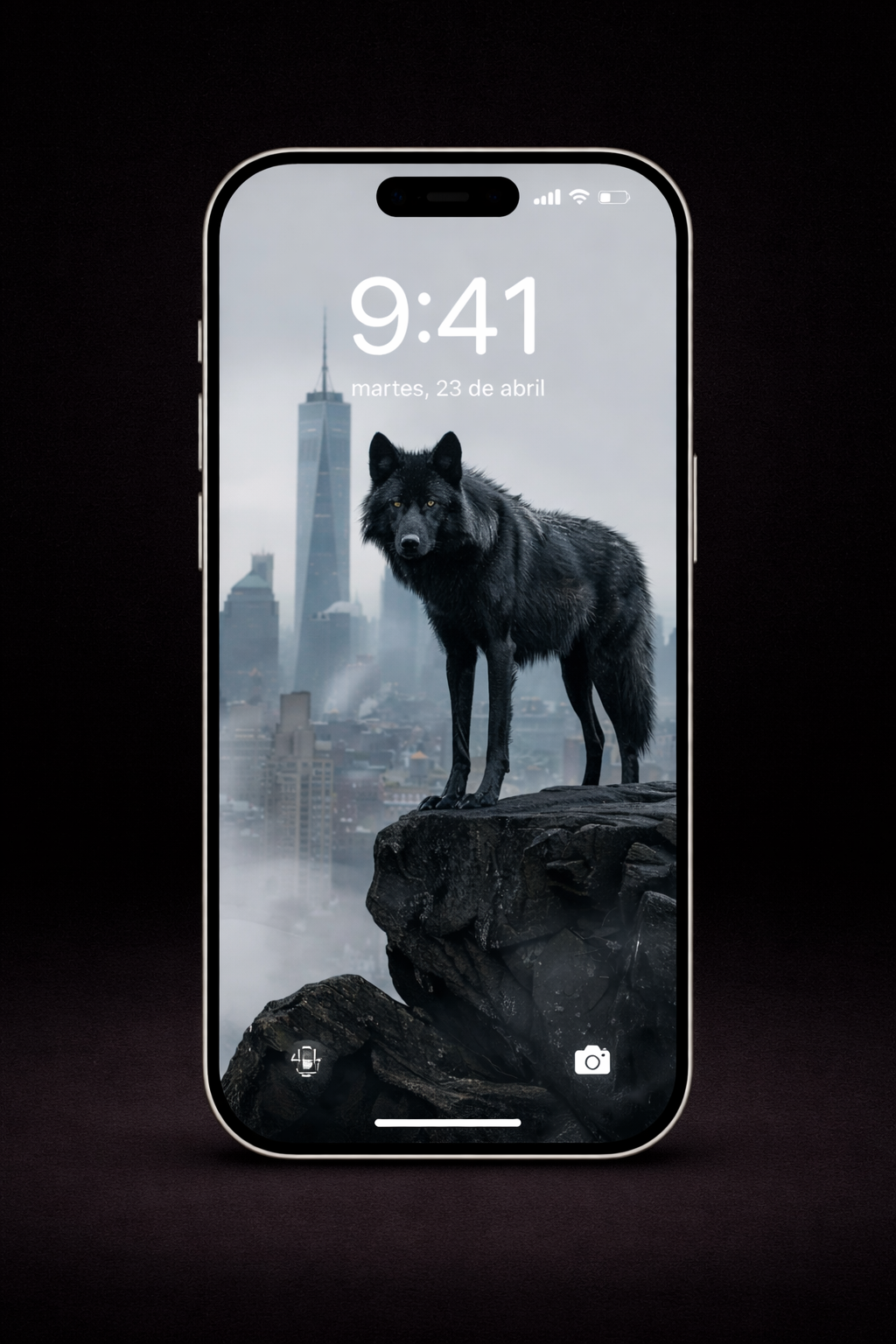 PACK 4 WALLPAPERS + 4 GRATIS - El lobo frente a New York – la jungla de acero| Premium 4K Vertical Wallpapers