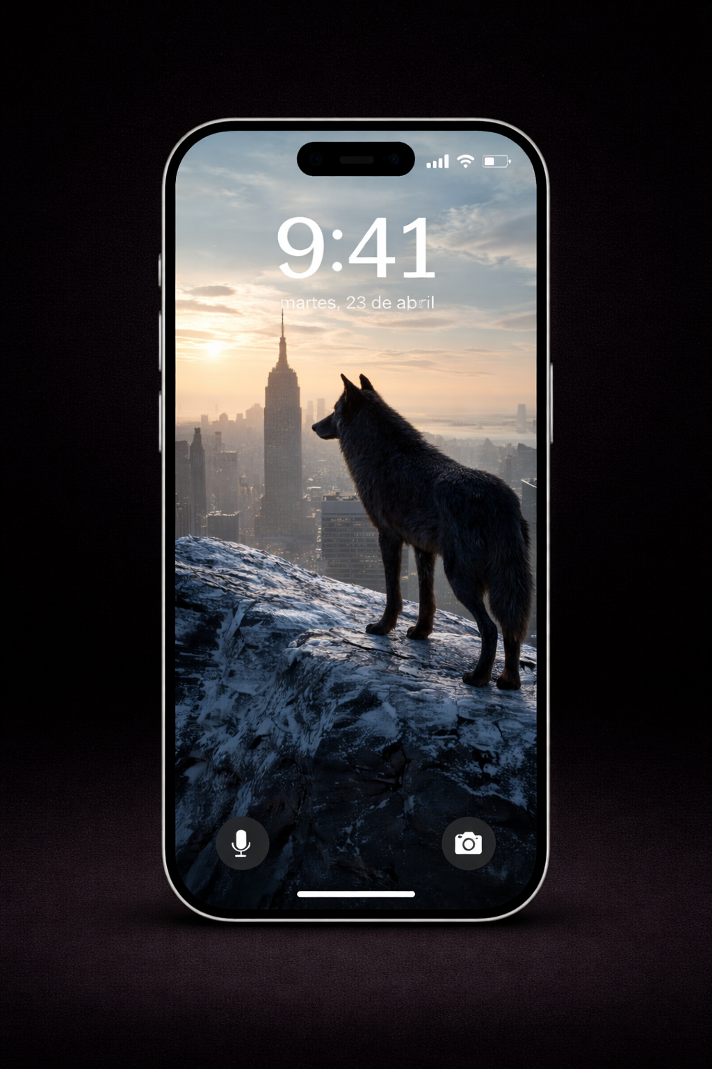 PACK 4 WALLPAPERS + 4 GRATIS - El lobo frente a New York – la jungla de acero| Premium 4K Vertical Wallpapers