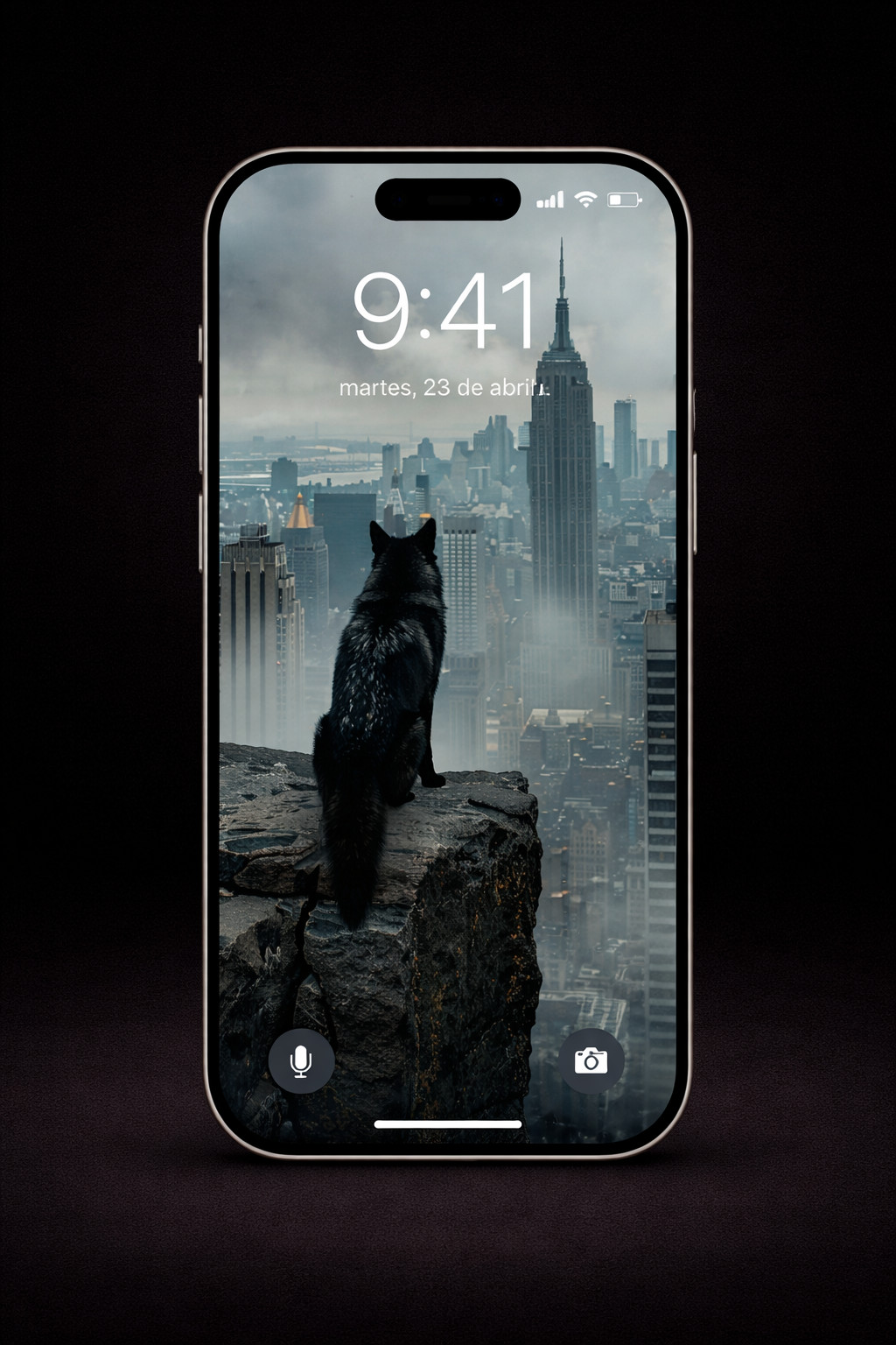 PACK 4 WALLPAPERS + 4 GRATIS - El lobo frente a New York – la jungla de acero| Premium 4K Vertical Wallpapers