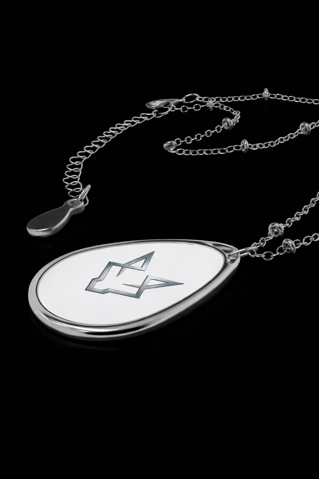 Collar Lobo Negro Minimalista Plateado | Emblema Ovalado de Joyería Moderna