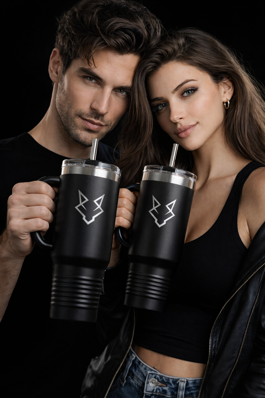 Travel Mug Lobo Negro™ – Acero Inoxidable Negro Mate | 40oz